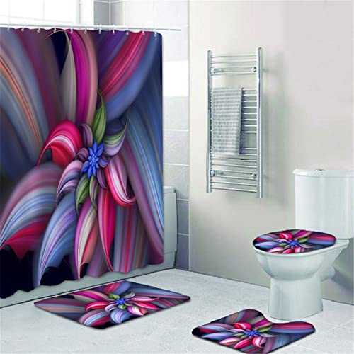 Fgolphd Shower Curtain Flowers 180 x 200 180 x 180 cm Beach Colourful Bathroom Rug 4-Piece Set Shower Curtains Waterproof (17.180 x 180 cm)