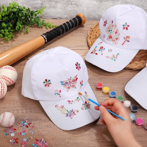 Image of Aneco DIY Baseball Caps Hats Adjustable Sport Ball Cap White Painting Baseball Caps for Outdoor Sports
