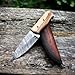 Handmade Ragnar Knife, Odin Viking Knife, Fixed Blade Knife Skinner/Outdoor knife with Leather Sheath & Razor Sharp Blade with Rose Wood Handle (Damascus)
