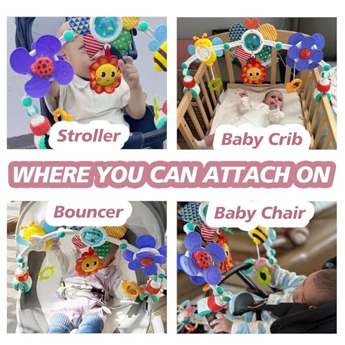Baby Activity Arch Toy Bar for Stroller, Bassinets and Car Seat, Adjustable Crib Toys Hanging Attachment, Sensory Development Toys with Rattles - Image 6