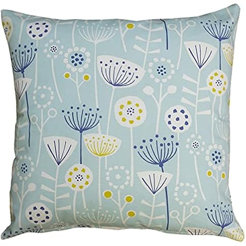 Geometric Scandi Floral Cushion Cover in Duck Egg Blue Cover