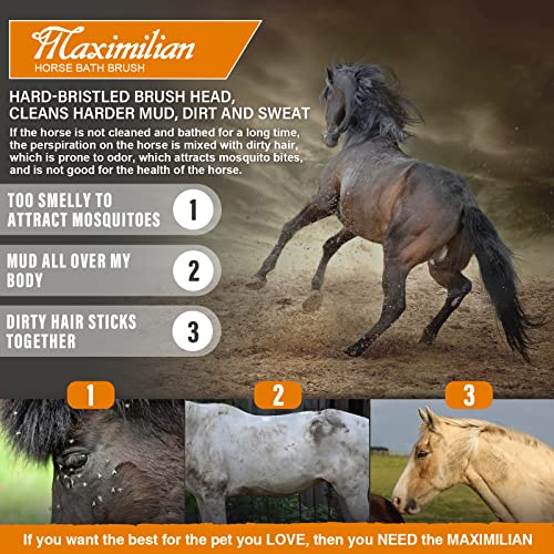 Maximilian Equine Body Horse Brush Professional Equine Pet Grooming Tools Effortlessly Removes Dirt And Loose Hair From Your Horses Coat Handmade Soft Brushing Cleaning Tool #TOP1