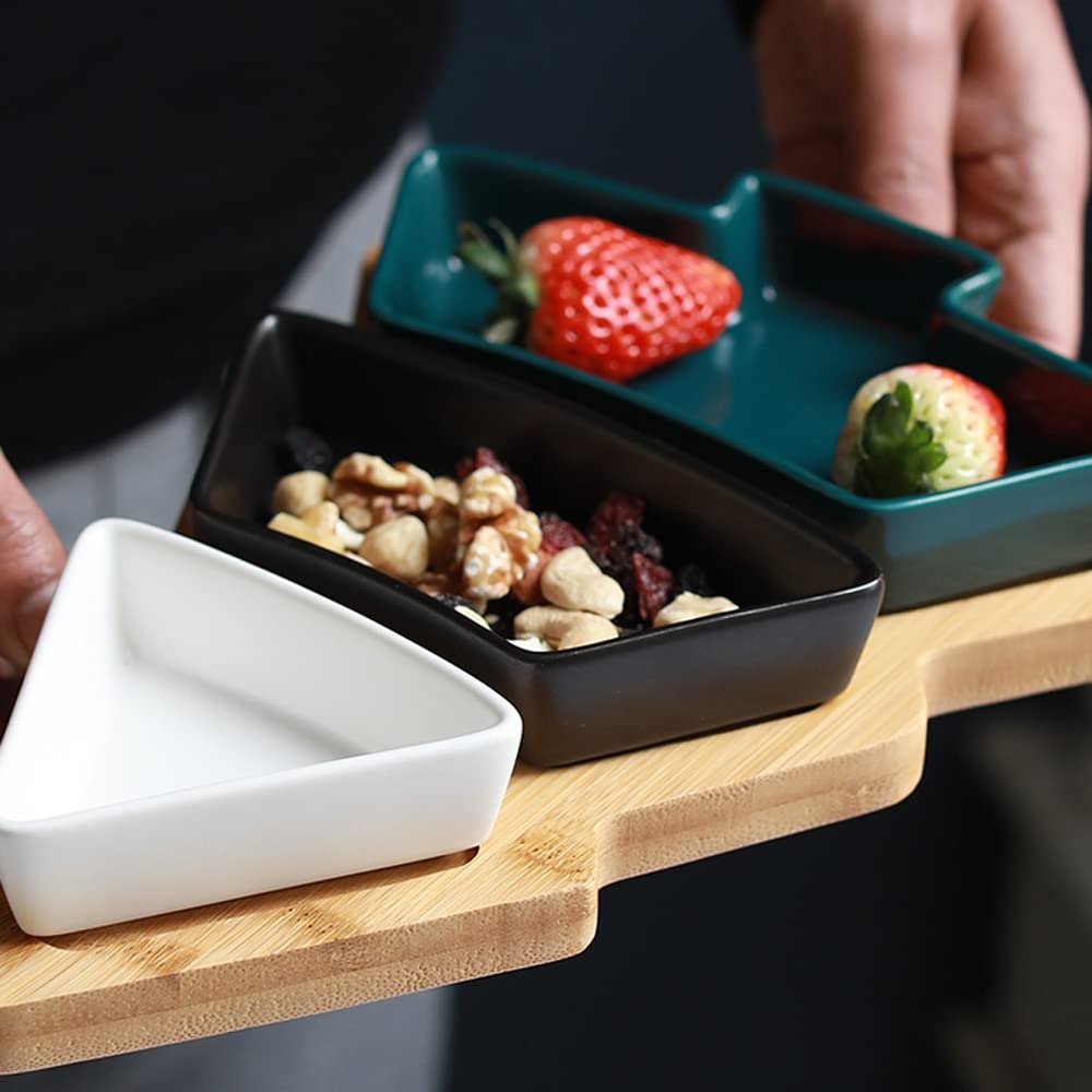 HEXEH Salatteller Kreativer Keramik Weihnachtsbaumform Snackplatte mit Tablett Snack Snack Teller Snack Fruchtschalenplatte Frühstück Salatplatte Plastikteller