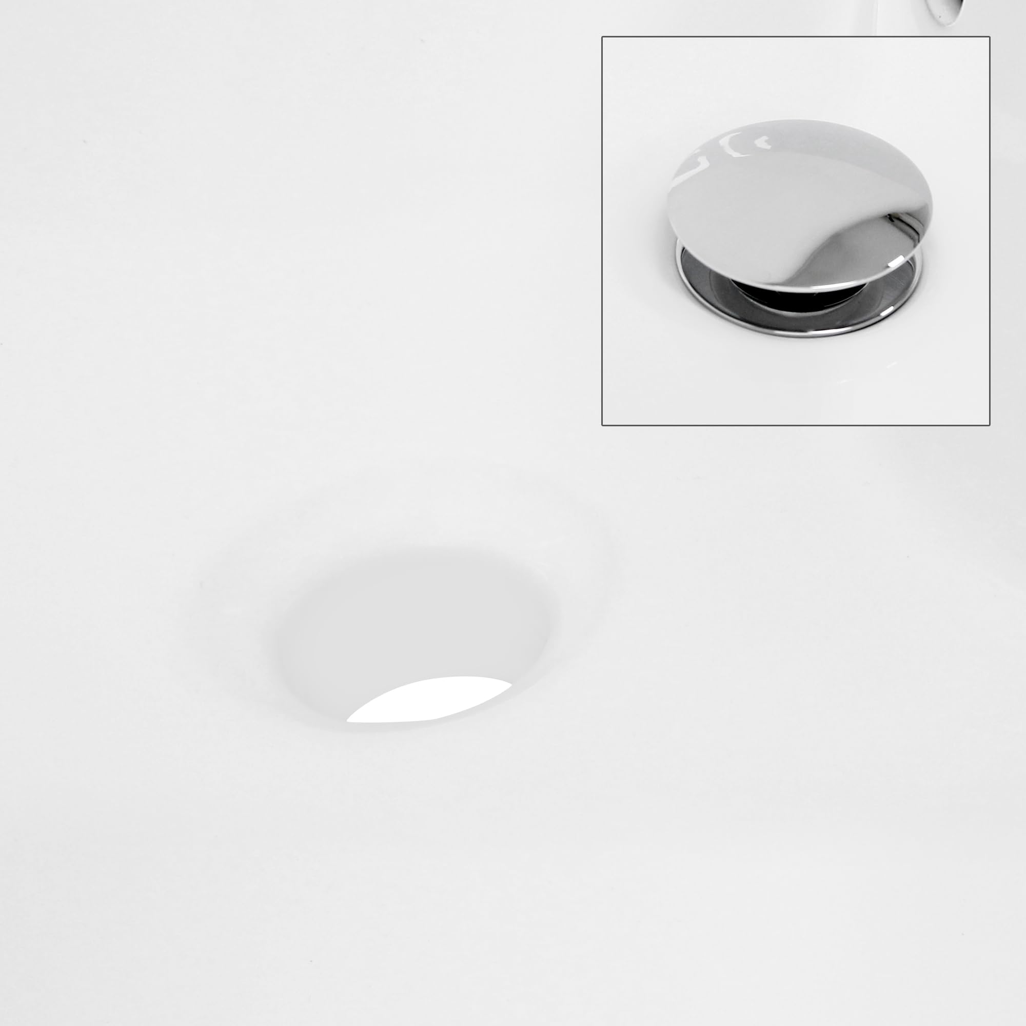 LuxeBath Lavabo Cerámico Redondo con Agujero Conexión Estandar - Blanco - Lavamanos sobre Encimera - 460 x 460 x 155 mm - Diseño Moderno - Fregadero con Juego de Desagüe - Realza Cada Baño o Aseo