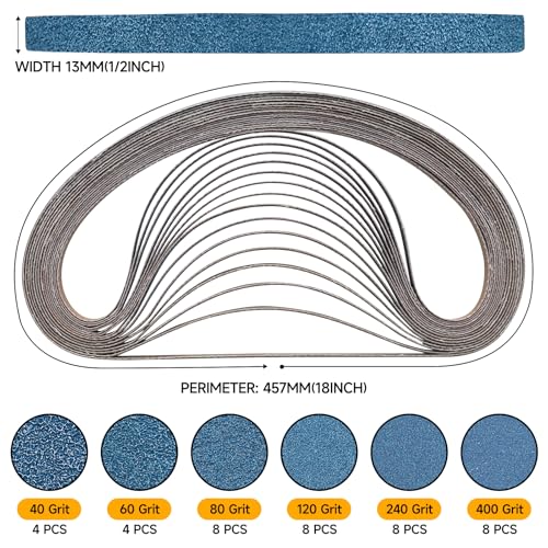 Shineboc Sanding Belt 13 x 457 mm, 40PCS Sander Belts 40/60/80/120/240/400 Grit for Polishing Metal Wood - Image 2