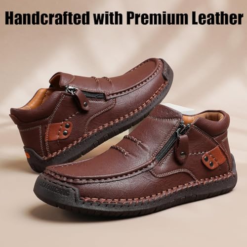 The First Young Driving Boots Men, Men’s Handmade Premium Leather Slip on Driving Boots Travel & Outdoor3