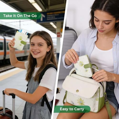 Image of Melsbrinna Rfid Passport Holder for Travel women /Men, Cute Passport Wallet Rfid Blocking Card Slots, Rfid Passport Cover /CaseTravel Wallet, Passport Book Holder (1, floral green a)