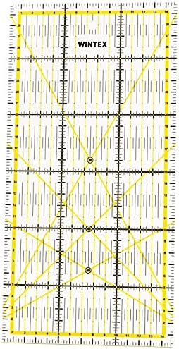WINTEX Uniwersalna linijka 15 cm x 30 cm, przezroczysta, 2-kolorowy nadruk z siatką cm i wskaźnikiem kąta 30°/45°/60°  linijka do cięcia rolkowego, linijka do patchworku, linijka do majsterkowania  idealna do