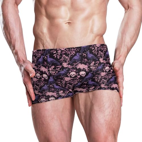 Purple Skull Crow Mens Swim Trunk Swimwear Bathing Suit Swim Brief Square Leg Board Short S B04047642