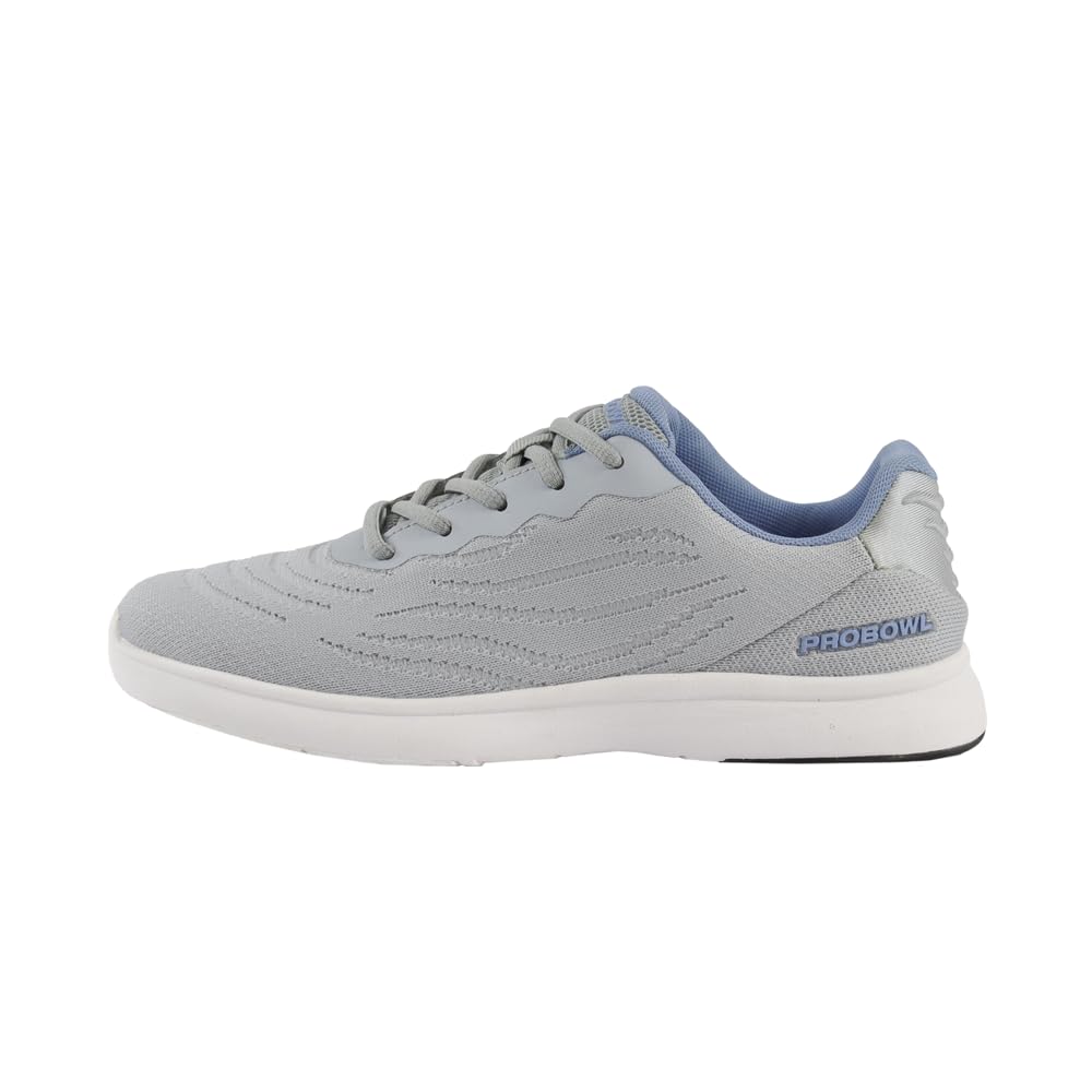 EMAX | Pro Bowl - Luma | Bowlingschuh Damen | Frauen Bowling Schuhe Gleitsohle Freizeit | Grau Blau | Größe 35-41