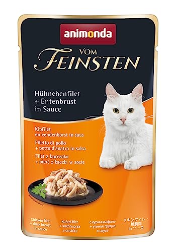 animonda vom Feinsten Katzenfutter nass mit Hühnchenfilet + Entenbrust (18 x 50g), getreidefreies Katzenfutter nass ohne Zucker, mit frischen, fleischigen Zutaten