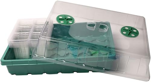 Miniatura 3 de 6 juegos de bandejas de germinación de plantas (total 144 celdas) de 2.17 x 1.97 pulgadas, bandeja de plántulas de 24 celdas con cúpula para tomate,