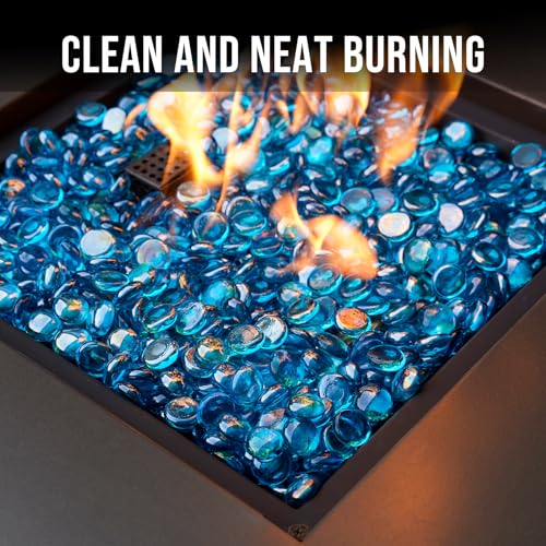 Skyflame 10-Pound Fire Glass Beads for Fire Pit Fireplace, 1/2-Inch Size Caribbean Blue Luster Decorative Blended Fireglass Drops for Landscaping by Skyflame - Image 3