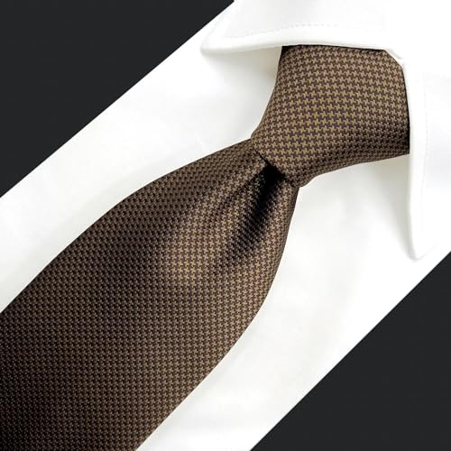 Shlax&Wing Slim Mens Neckties Skinny Tie Solid Brown Business Silk 2.36" - Image 4