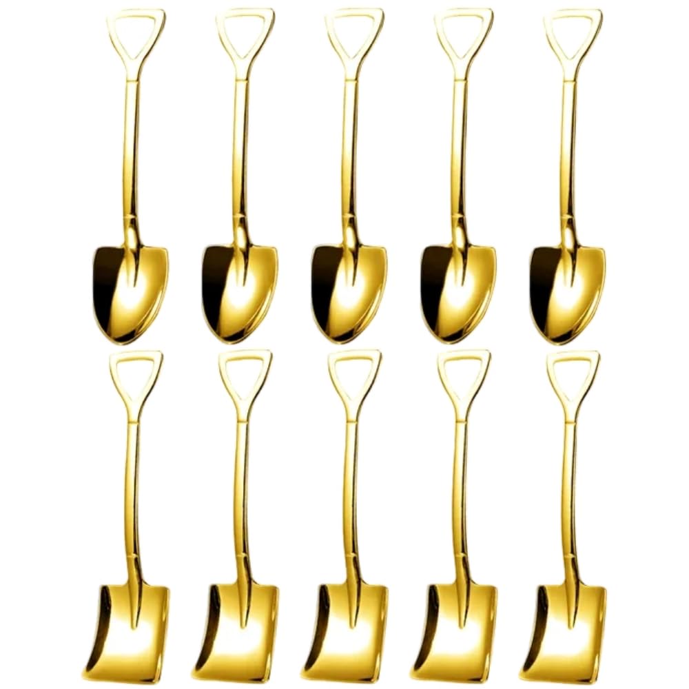 Juego de 10 cucharas de acero inoxidable, cucharas de café doradas y plateadas, cucharas de helado, postre, cucharaditas, vajilla de cocina, juego de cubiertos dorados, 10 piezas