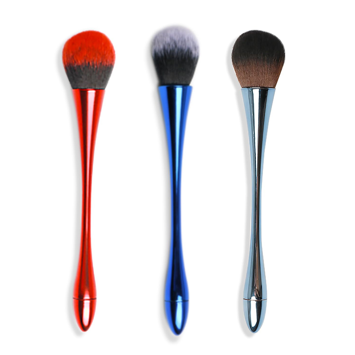 YECIRALA 3 Pcs Red Blue Nail Dust Brush For Acrylic Nails Brush Cleaner Dust Powder Remover Brush For Nail Cleanning Up Brush Set Soft Brush Large
