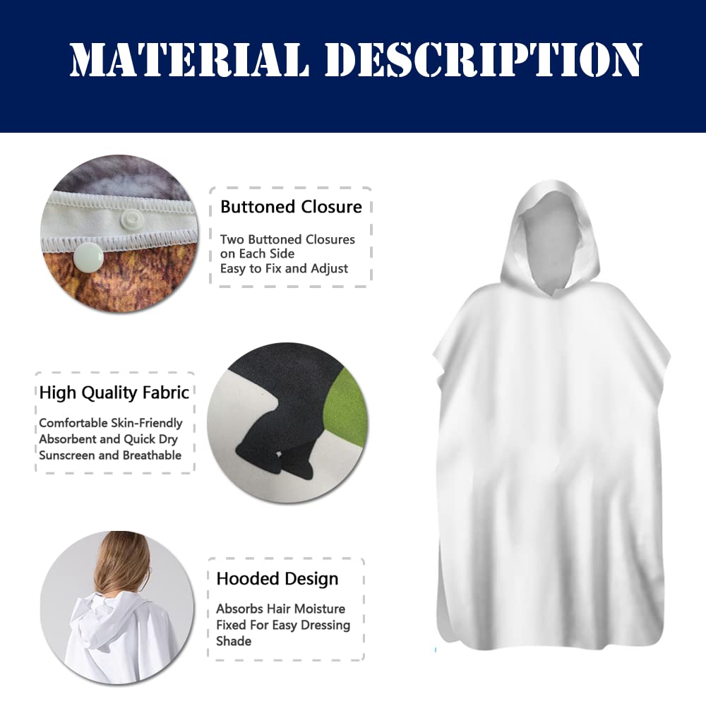 Surwin Poncho de Bain avec Capuche pour Femmes Hommes, Imprimé Animal Serviette de Poncho Microfibre Poncho de Surf Plage à Capuche Serviette à Changement Peignoir Piscine
