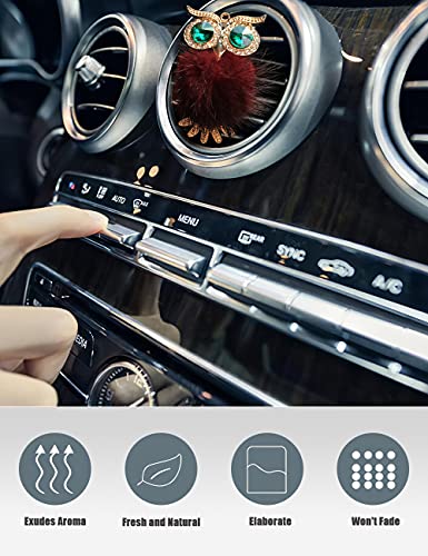Image of KEEPFINE Car Diffuser Vent Clip,2pcs Owl Cute Car Air Freshener,Bling Crystal Car Air Vent Clip Charms Car fresheners for Women (Sapphire,Wine Red)