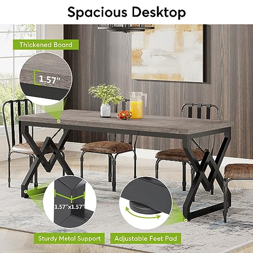 Image of Tribesigns 63 inch Executive Desk, Industrial Computer Desk for Home Office | Large Office Table with Metal Frame, Large Tabletop, Modern Simple Workstation Writing Table Study Desk, Grey