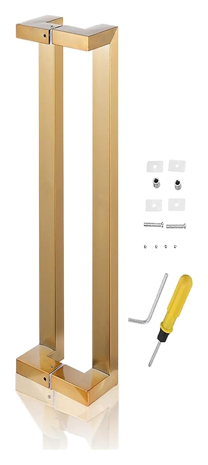 CWCQGH Push Pull Door Handle, Door Pull Handle, Indoor Outdoor Door Pulls Brushed Nickel for Bifold Doors/Sliding Barn Door/Shower, Modern Wooden Door Bar,Gold-Length 150cm(59inch)