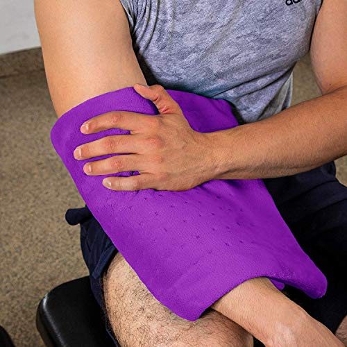 Cure Choice Large Electric Heating Pad for Back Pain Relief + Storage Pouch, Ultra Soft 12"x24" Heating pad for Muscle Cramps - Heated Pad with Adjustable Temperature Settings. (Purple)
