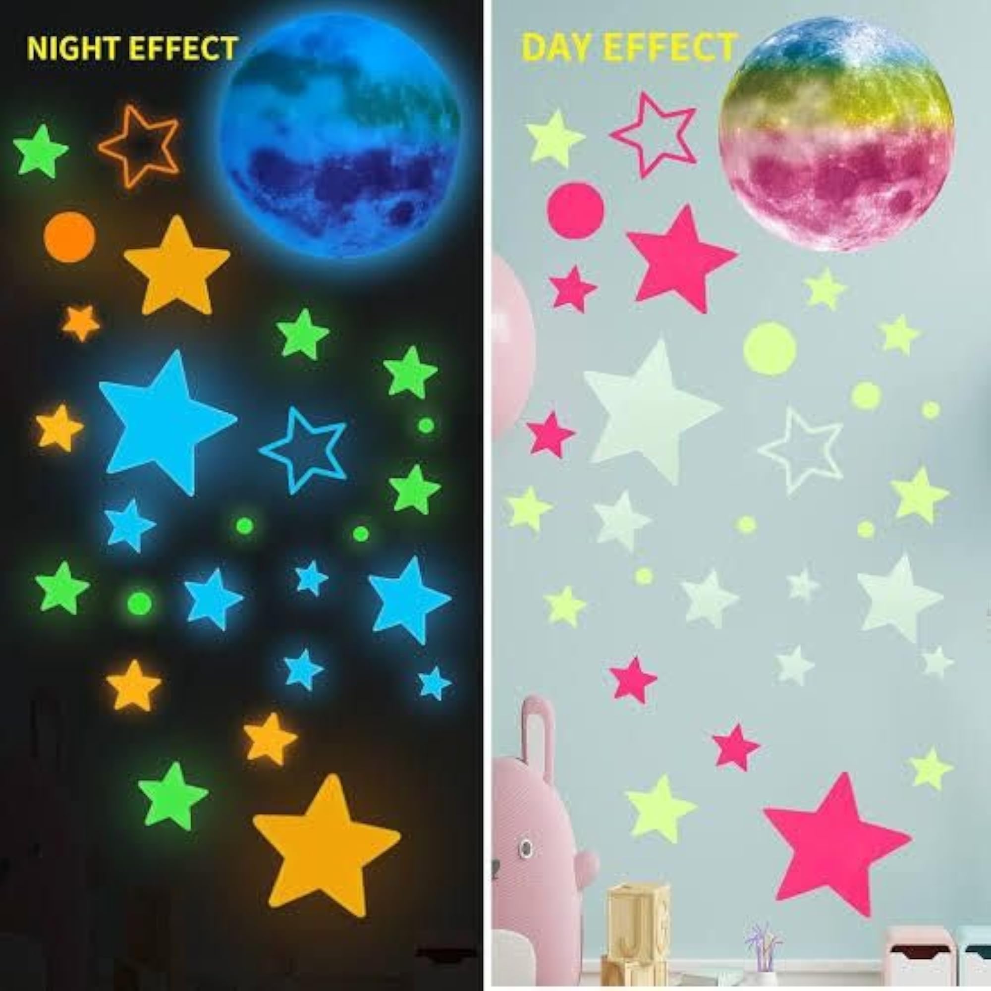 Glow in The Dark Stars & Moon Wall Stickers -323