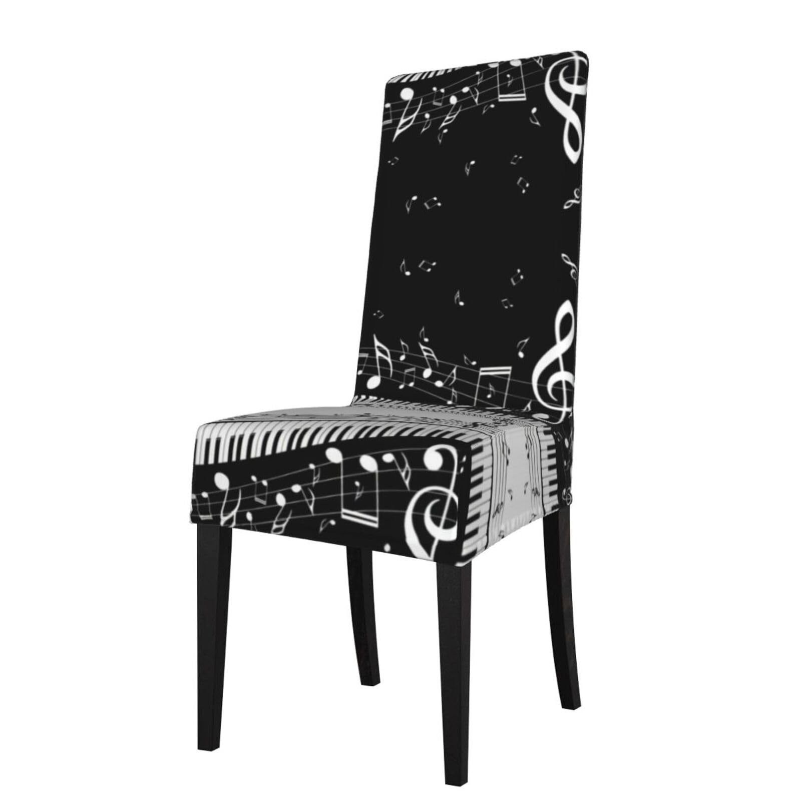 YYHWHJDE Black White Music Note Prints Protection Cover for Dining Chair – Stretchable Slipcovers for a Refreshing Dining Room Makeover