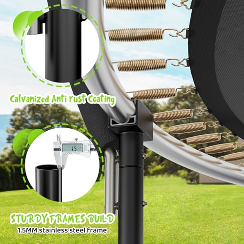 Gigu 10FT 12FT 14FT Recreational Trampolines with Enclosure Net and Ladder and Anti-Rust Coating, ASTM Approved Trampoline Outdoor for Kids and Adults Outdoor Yard Trampolines