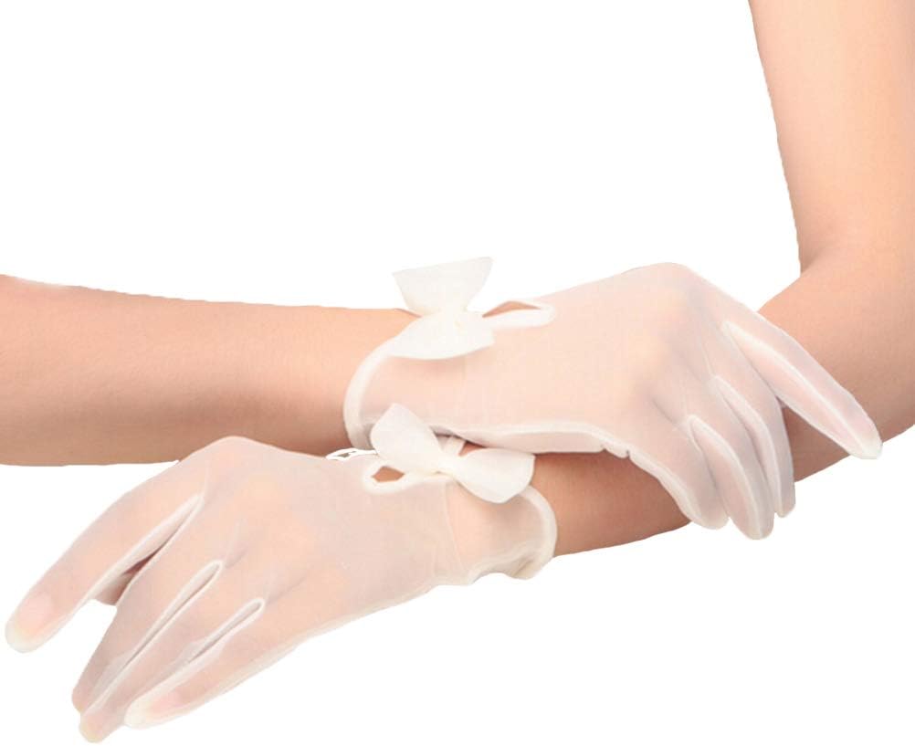 BrikuinrWomen Lace Gloves Ladies Bride Gloves Bridal Gloves Tulle Gloves Wedding Party Prom