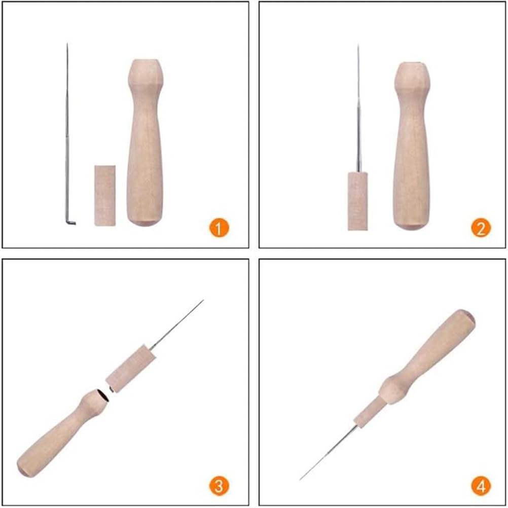 Juego de agujas de fieltro, mango de madera, herramientas de costura para principiantes, suministros esenciales de costura para proyectos fáciles y creativos
