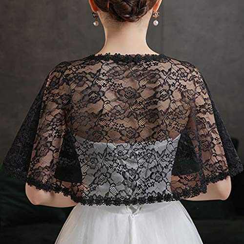 Wedding Bridal Floral Lace Wrap Shawl Prom Party For Rhinestones Buckle Shawl Sh4