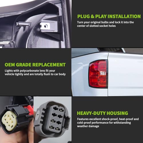 Image of MOCW Left Driver Tail Light Assembly Compatible with 2014-2018 Chevrolet Silverado 1500 2500 HD 3500HD, for GMC Sierra 3500 HD Taillight Brake Lamps Bulb and Harness Included