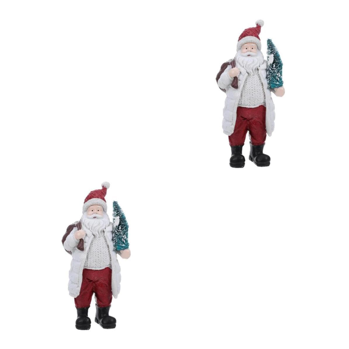 FRCOLOR 2 Piezas Adorno Navideño de Papá Noel de Resina con Árbol y Bolsa