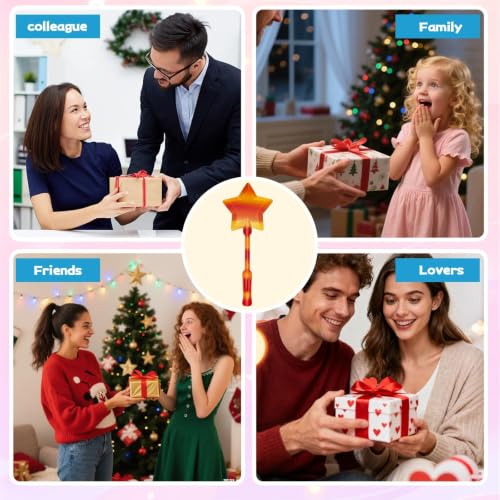Image of Credit Card Wand, Contactless Payment Card Wand with Secure Slot, Fun Payment Experience for Everyday Use, Rainbow Color Star Design, Single Piece Credit Card Apply Tool (red B)