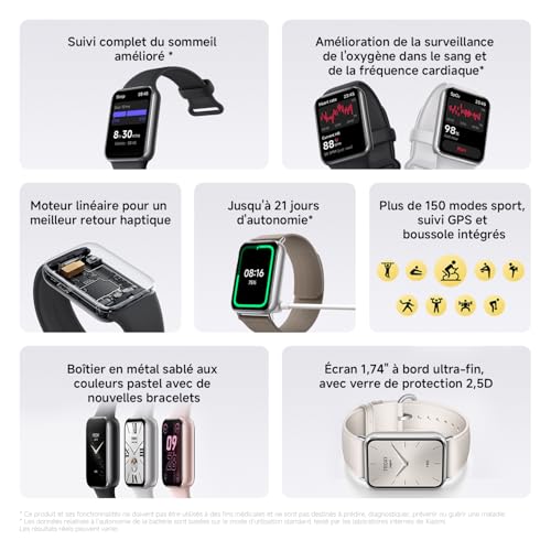 XIAOMI Smart Band 9 Pro, Suivi du Sport, Ecran de 1,74" avec Bords Ultra-Fins, 21 Jours d'autonomie, Suivi du Sommeil amélioré,150 Modes de Sports, 5ATM, Compatible avec Android et iOS,Noir – Image 3