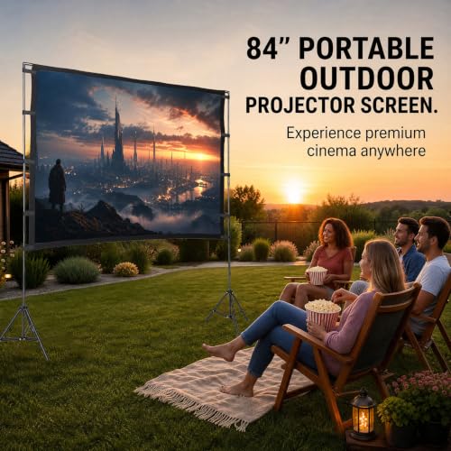 Zunate Pantalla de Proyector 84 Pulgadas con Soporte, Pantalla Portátil 16:9 para Exterior, Tela Plegable Lavable con Bolsa para Camping, Jardín y Escuela miniatura 7