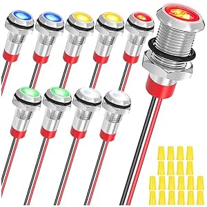 MKBKLLJY 10Stk. 8mm LED Metall Blinker Set