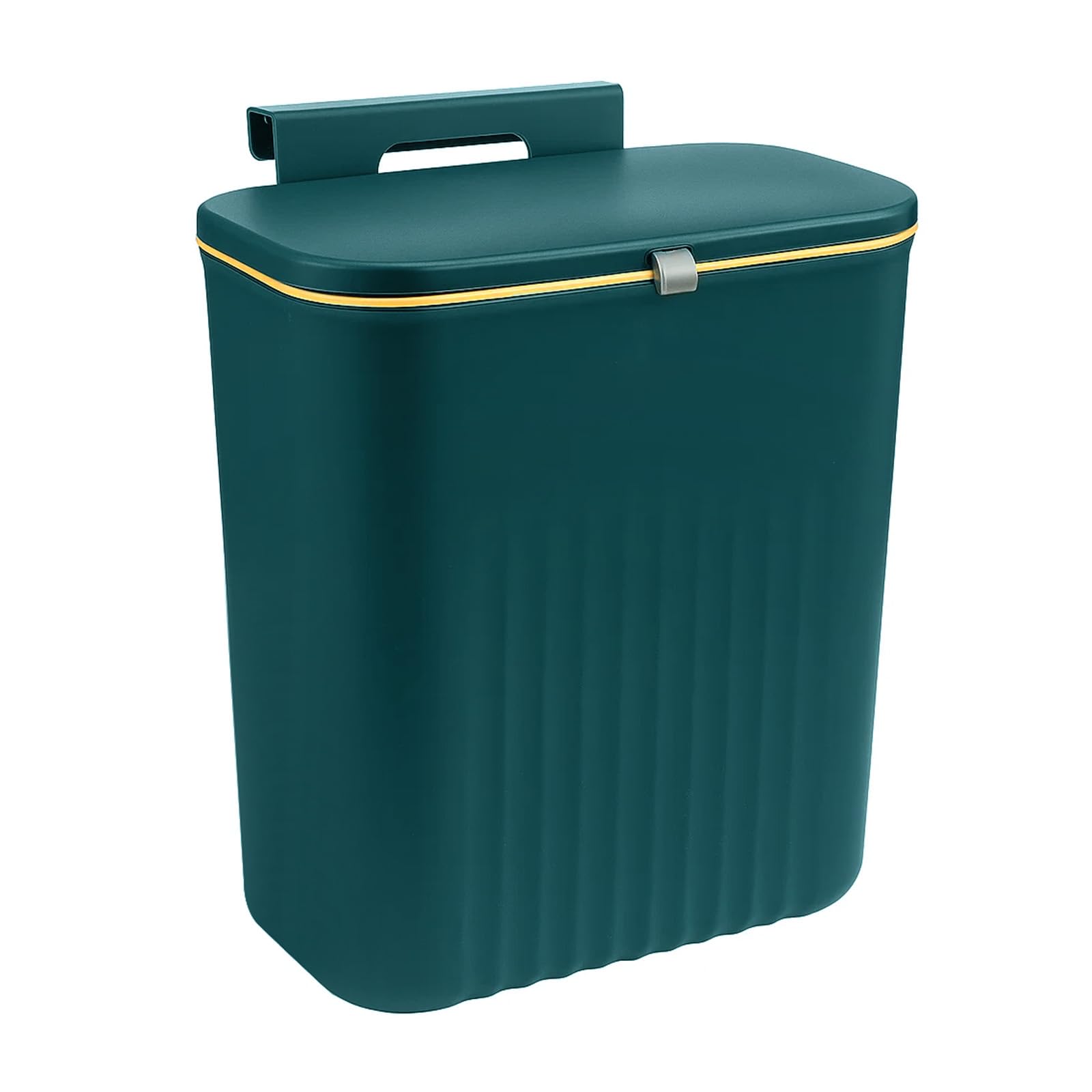 GREENSAPPIRE Kitchen Bin 9L Food Waste Bin Can Hanging Trash Bins for Kitchen Waste Caddy with Cover for Kitchen Bathroom Bedroom (Green)