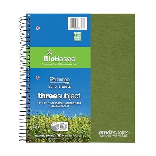 Cahier écologique à ressort blanc bloc-notes trois sections 120 feuilles