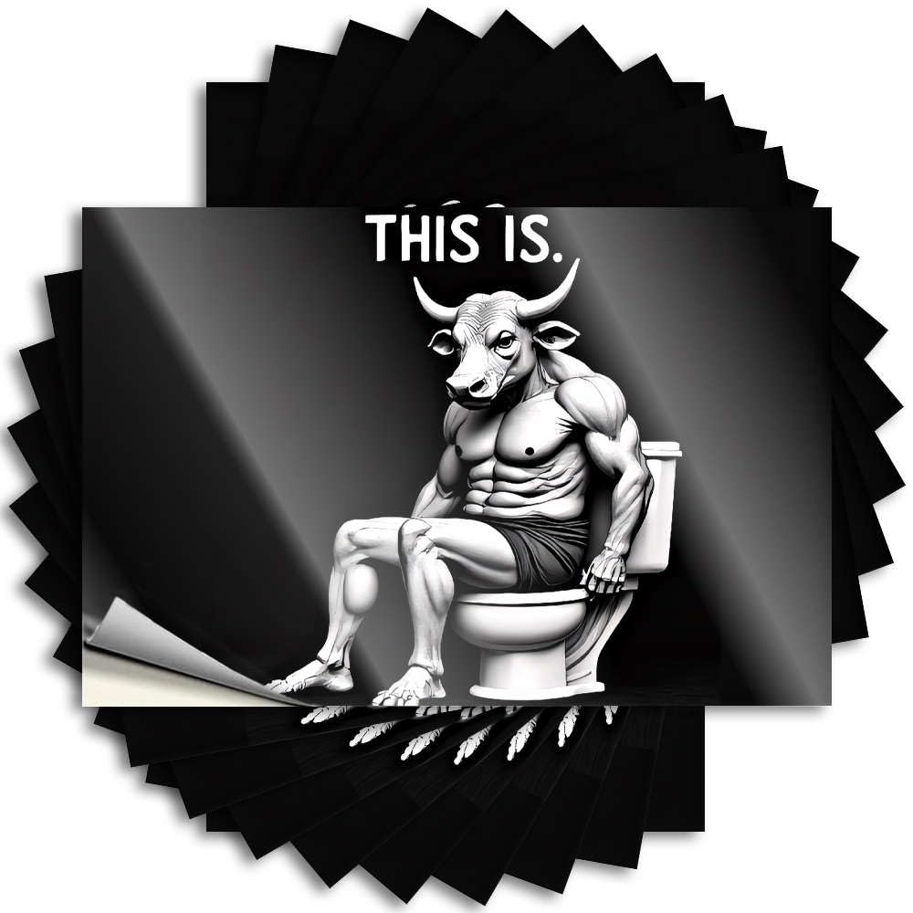 Funny Sticker Men Decor Gamers Tall Bottle Muscular Bull On The Toilet - Scratch Resistant Stickers(6X9CM)