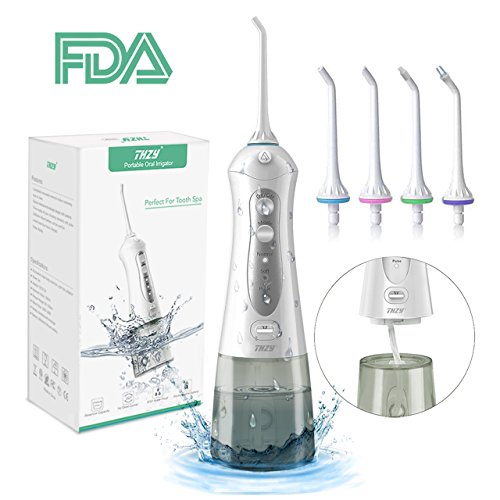 Water Flosser Professional Cordless Dental Oral Irrigator, Portable and USB Rechargeable IPX7 Waterproof 3 Modes Water Jet pik Flossing with 4 Tips for Travel, Braces, Bridges Care