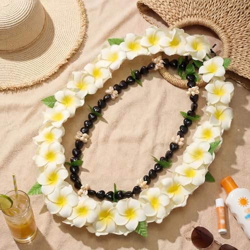 Yinder 2 Pcs Hawaiian Leis for Summer Beach Party Plumerias Style Yellow by Yinder - Used condition - Image 7