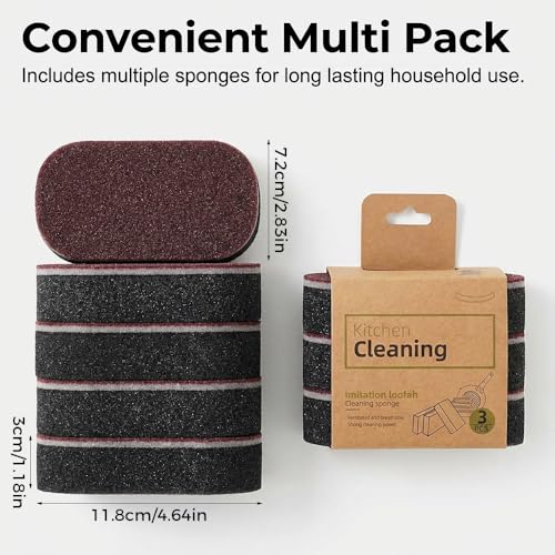 Image of Cleaning Sponges Eraser - Emery Scrub Sponge for Pots & Pans, Heavy Duty Rust & Stain Remover, High-Density Oil-Absorbing Sponge for Kitchen, Dish, Sink & Cookware Cleaning
