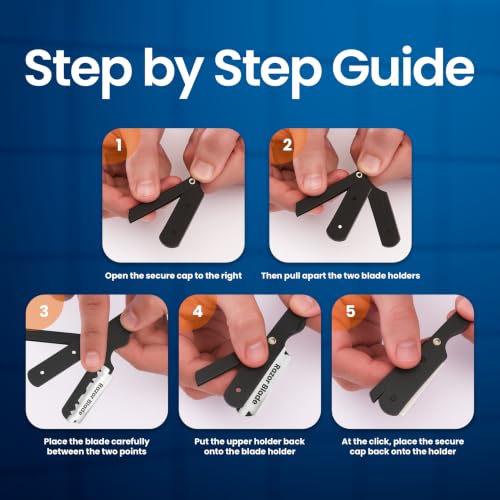 Image of Utopia Care Professional Straight Razor for Men, Barber Straight Edge Razor Safety with 100 Pack Blades, Black