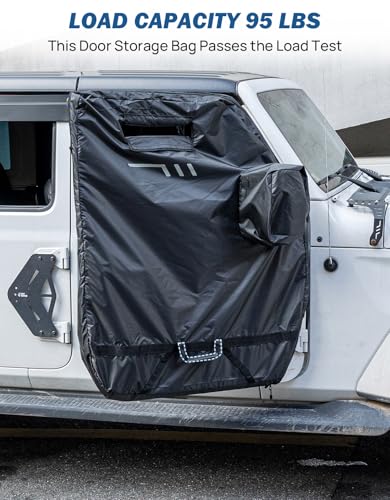 JOYTUTUS Hard Door Storage Bags Compatible with Wrangler CJ YJ TJ JK JL 2-Door 1976-2025, Hard Door Protector for Gladiator JT 2020-2025, Doors Cover with Mirror Storage Bag