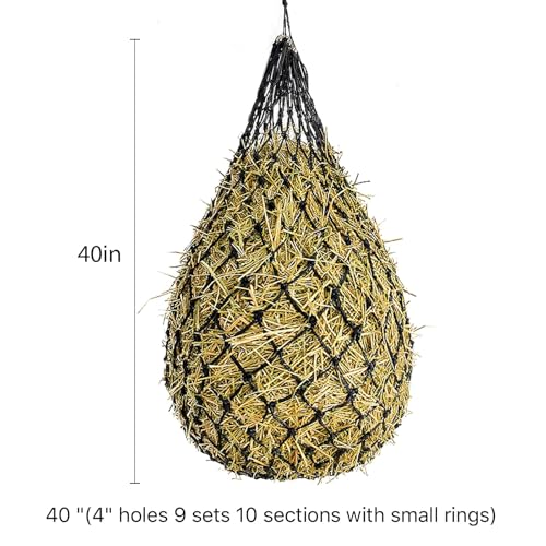 2 Stück Heunetz für Pferde Groß 9 -10,Heunetz Engmaschig 10x10 cm,Heutasche Pferd,Rundballen Heusack für Pferde für Artgerechte Fütterung,Heuball pferd Verbessert Verdauung, Unterwegs Futtersack