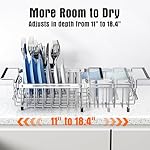 Expandable Dish Drying Rack in Sink,Stainless Steel Over The Sink Dish Drainer Drying Rack for Kitchen Counter,with Utensil Holder,Silver - Image 2