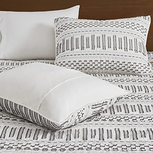 Ink+Ivy Luxurious Cotton-Bedding Set - Mid Century Trendy Geometric Design, All Season Cozy-Cover With Matching-Shams, Full/Queen, Rhea Ivory #TOP6