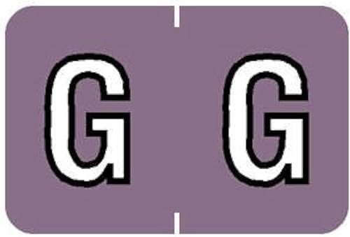 Tabbies Barkley ABKM - Etiquetas alfa compatibles de la serie 71620, lila G, tamaño de etiqueta de 1 pulgada de alto x 1-12 pulgadas de ancho,