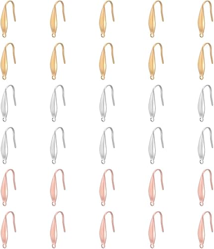 UNICRAFTALE 30 ganchos de acero inoxidable 316 de 3 colores, alambre de oreja de agujero pequeño de 0.047 pulgadas (0.047 in), color mixto para